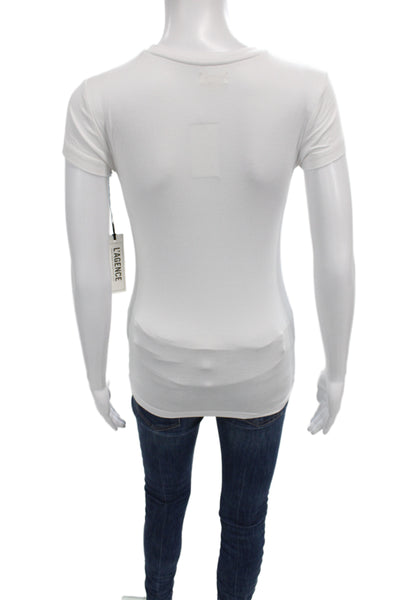 L'Agence Women Basic White Crew Neck Short Sleeve T-Shirt Size XS