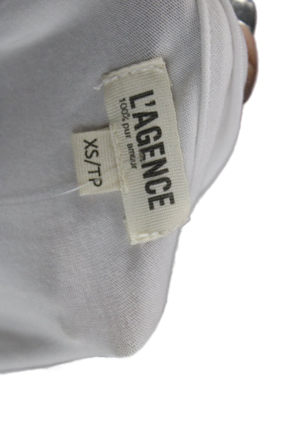 L'Agence Women Basic White Crew Neck Short Sleeve T-Shirt Size XS