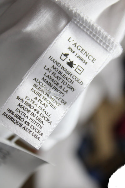 L'Agence Women Basic White Crew Neck Short Sleeve T-Shirt Size XS