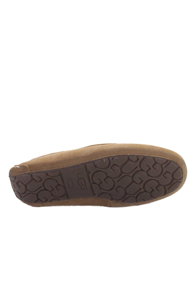 Ugg Womens Suede Sherpa Lined Slip On Moccasins Shoes Chestnut Size 9