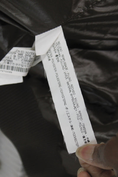 Zara Man Mens Bomber Jacket Gray Wool Herringbone Snap Size 2XL