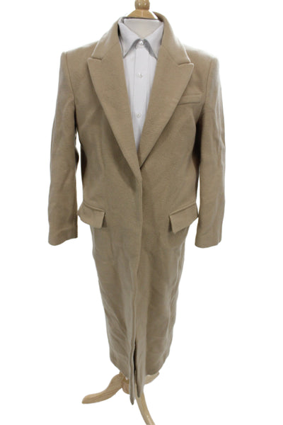Zara Women Overcoat Beige Button Polyester Long Sleeve Size M