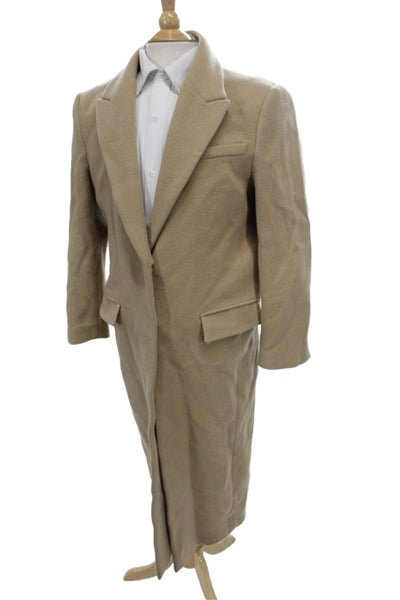 Zara Women Overcoat Beige Button Polyester Long Sleeve Size M