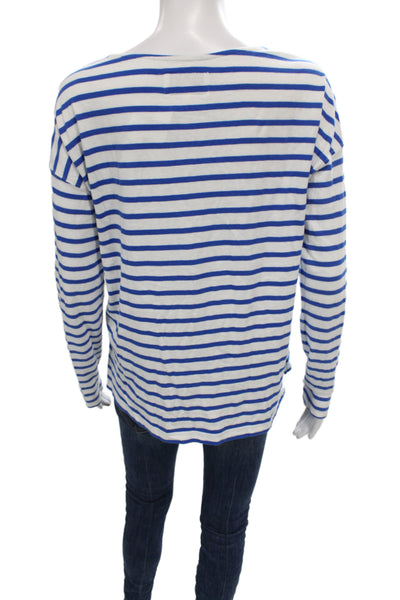 Current/Elliott Womens Blue Striped Nautical Long Sleeve T-Shirt Size 0