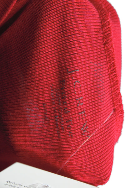 J Crew Womens Red Ribbed Scoop Neck Basic Long Sleeve T-Shirt Size M