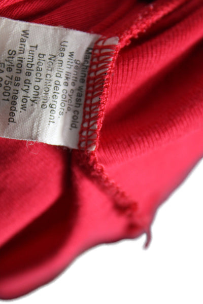 J Crew Womens Red Ribbed Scoop Neck Basic Long Sleeve T-Shirt Size M