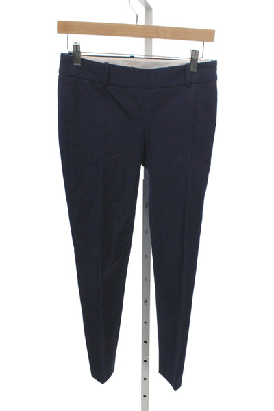 J Crew Womens Dress Pants Blue Zip Classic 95% Cotton Size 00