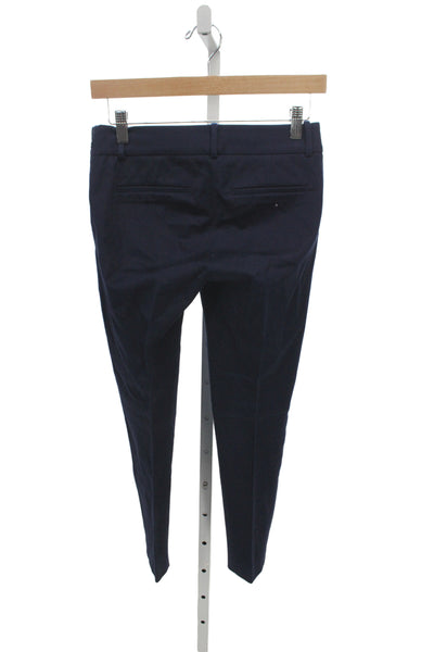 J Crew Womens Dress Pants Blue Zip Classic 95% Cotton Size 00