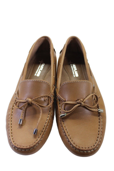Eastland Womens Leather Tied Apron Square Toe Driving Loafers Light Brown Size 8