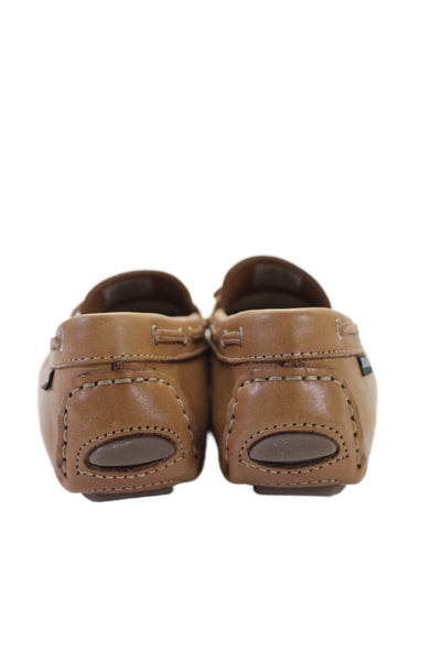 Eastland Womens Leather Tied Apron Square Toe Driving Loafers Light Brown Size 8