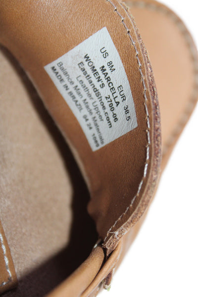 Eastland Womens Leather Tied Apron Square Toe Driving Loafers Light Brown Size 8