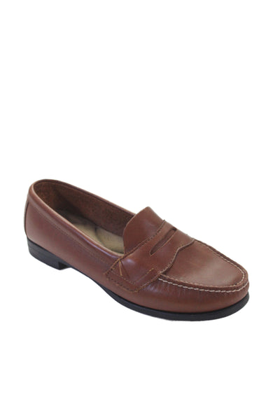 Eastland Womens Leather Apron Square Toe Penny Loafers Brown Size 8