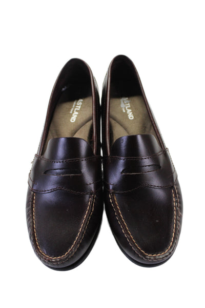 Eastland Womens Leather Slip-On Penny Loafers Dark Brown Size 8