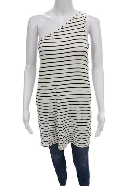 Becca by Rebecca Virtue Womens One Shoulder Striped Tunic Black Rayon Size S