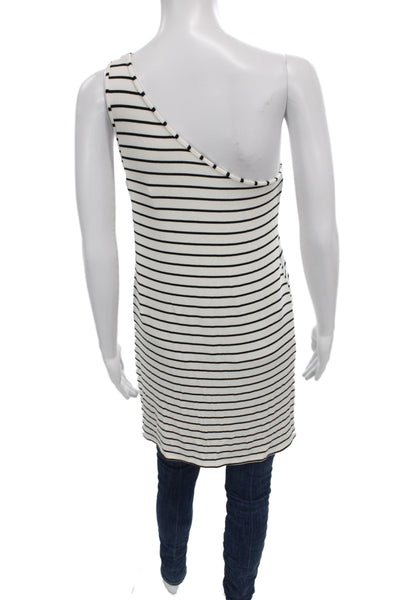 Becca by Rebecca Virtue Womens One Shoulder Striped Tunic Black Rayon Size S