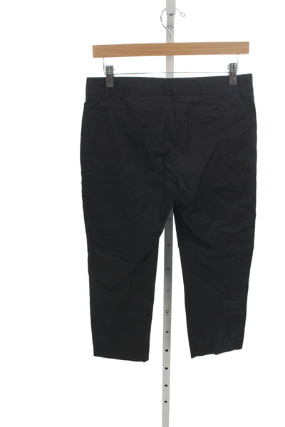 Theory Womens Capri Pants Black 97% Cotton Button Inseam 23 Size 4