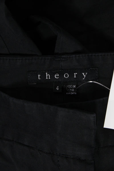 Theory Womens Capri Pants Black 97% Cotton Button Inseam 23 Size 4