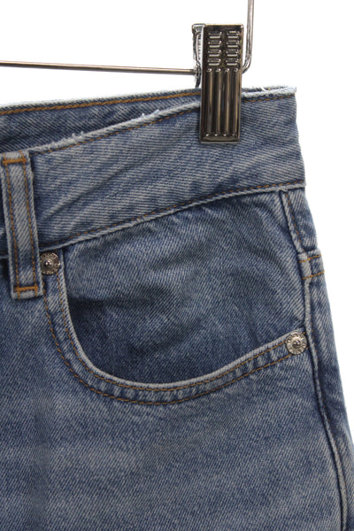 Ganni Womens Cropped High Rise Blue Cotton Jeans Size 25