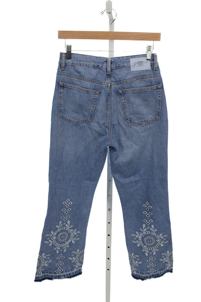 Ganni Womens Cropped High Rise Blue Cotton Jeans Size 25