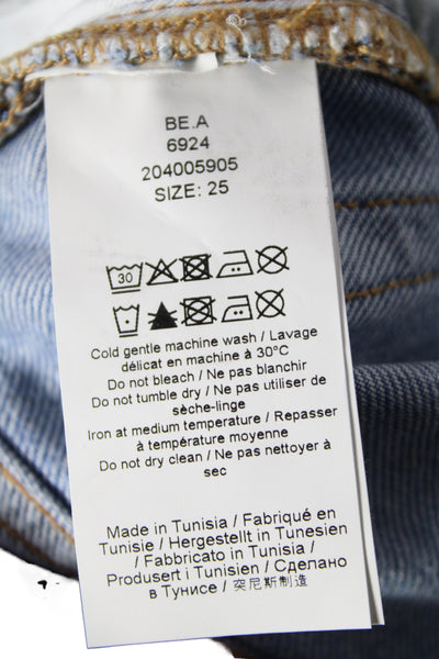 Ganni Womens Cropped High Rise Blue Cotton Jeans Size 25
