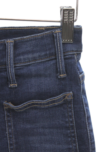 Mother Women Cropped Jeans Blue Mid Rise Cotton Button Size 25