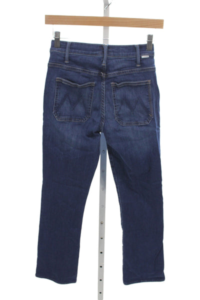 Mother Women Cropped Jeans Blue Mid Rise Cotton Button Size 25
