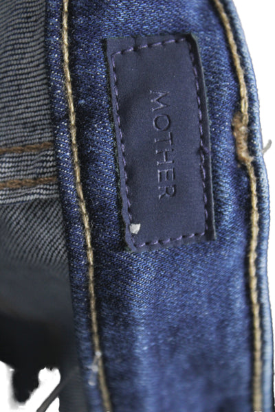Mother Women Cropped Jeans Blue Mid Rise Cotton Button Size 25