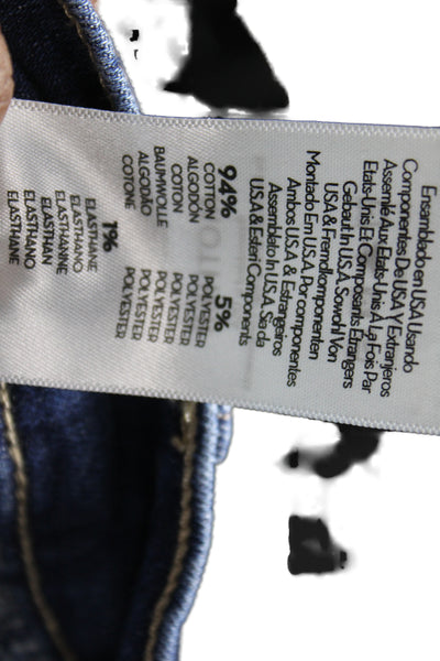 Mother Women Cropped Jeans Blue Mid Rise Cotton Button Size 25