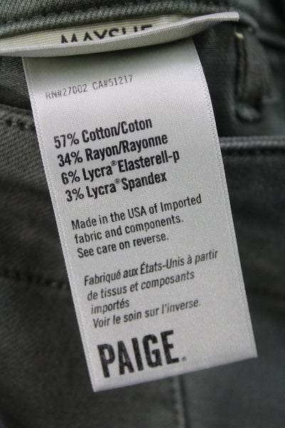 Paige Womens Green Jogger Pants Mid Rise Military Solid Cotton Size 26