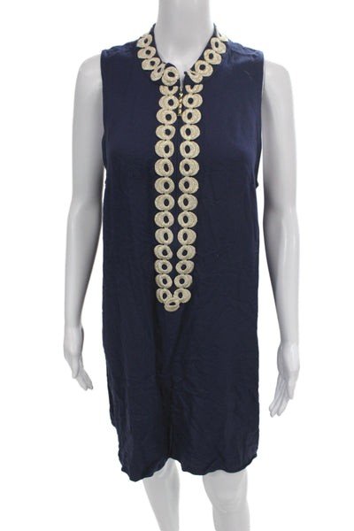 Lilly Pulitzer Women Shift Dress Blue Sleeveless Mini Rayon Zip Size 12