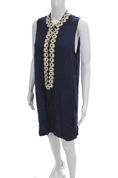 Lilly Pulitzer Women Shift Dress Blue Sleeveless Mini Rayon Zip Size 12