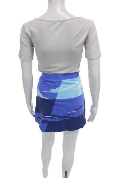 J. Mclaughlin Women Mini Nautical Geometric Blue Skort 91% Nylon Size M
