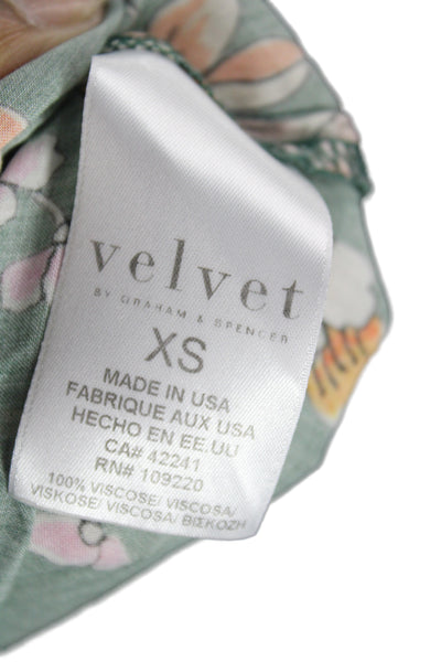 Velvet by Graham & Spencer Women Shift Dress Green Long Sleeve Size XS