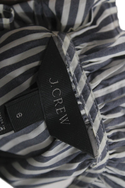 J Crew Womens Tunic Blouse Blue Striped High Neck Sleeveless Cotton Size 6