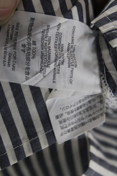 J Crew Womens Tunic Blouse Blue Striped High Neck Sleeveless Cotton Size 6