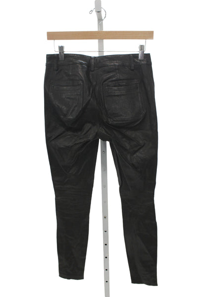 J Crew Women Black Leather Ankle Pants Size 0