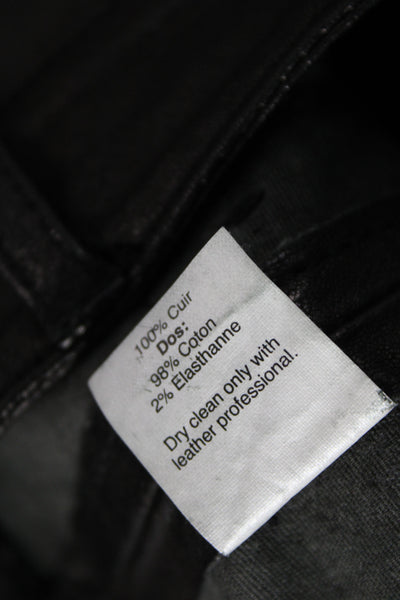 J Crew Women Black Leather Ankle Pants Size 0