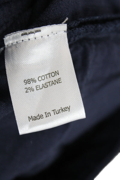 La Ligne Women Cropped Jeans Blue Cotton Button Solid Size 26