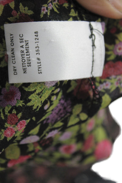 Nanette Lepore Women Silk Tunic Black Animal Print 3/4 Sleeve Size 4