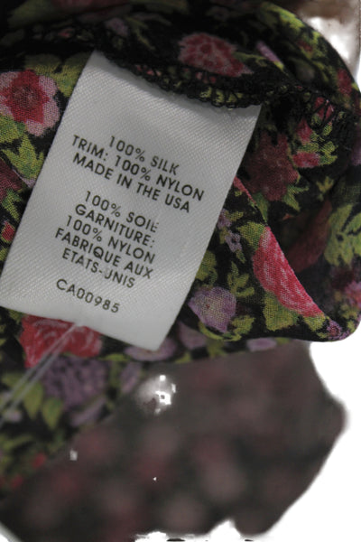 Nanette Lepore Women Silk Tunic Black Animal Print 3/4 Sleeve Size 4