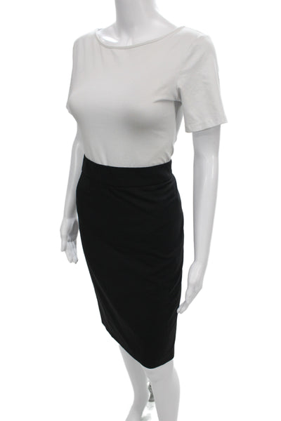 Theory Women Black Wool Straight Pencil Skirt Zip Knee Length Size 6