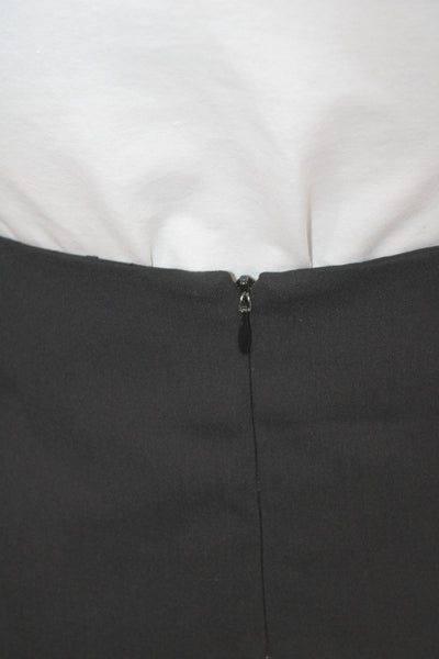 Theory Women Black Wool Straight Pencil Skirt Zip Knee Length Size 6