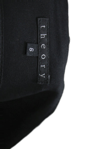 Theory Women Black Wool Straight Pencil Skirt Zip Knee Length Size 6