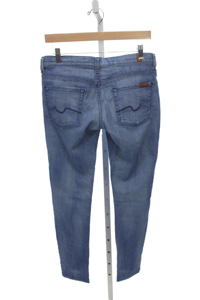 7 For All Mankind Women Skinny Blue Mid-Rise Cotton Jeans Size 27