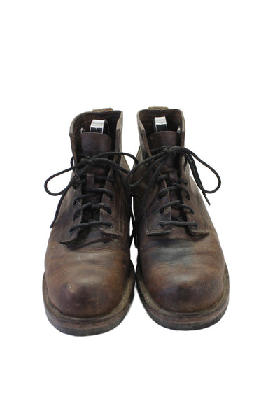 Vibram Mens Leather Lace Up Work Boots Brown Size 10.5