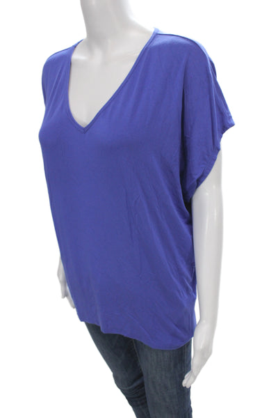 Amour Vert Womens Blue V-Neck T-Shirt Short Sleeve 96% Modal Size One Size