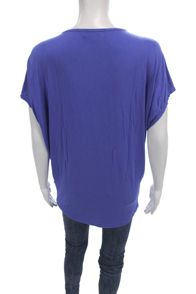 Amour Vert Womens Blue V-Neck T-Shirt Short Sleeve 96% Modal Size One Size