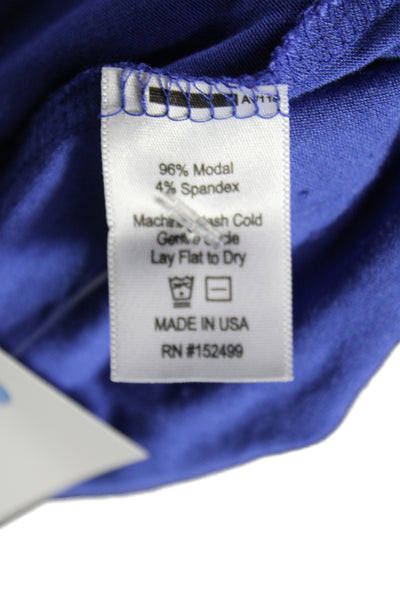 Amour Vert Womens Blue V-Neck T-Shirt Short Sleeve 96% Modal Size One Size