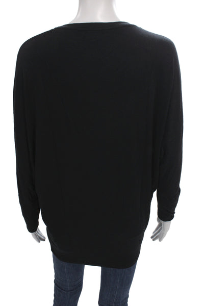 Amour Vert Women Jersey Tee Black Scoop Neck Long Sleeve Modal Size One Size