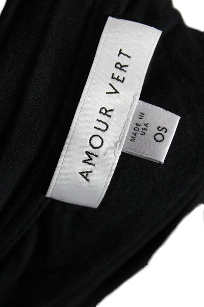 Amour Vert Women Jersey Tee Black Scoop Neck Long Sleeve Modal Size One Size